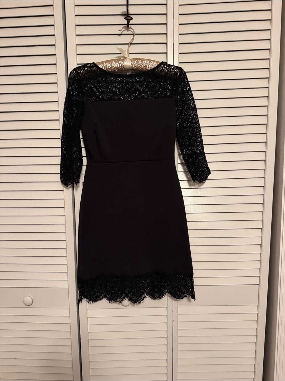 Express Black Lace-Trim Sheath Dress
